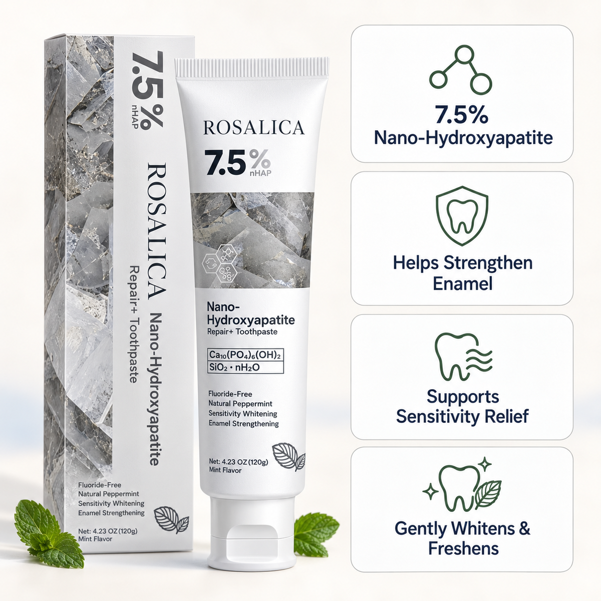 Rosalica 7.5% Nano-Hydroxyapatite Repair+ Toothpaste