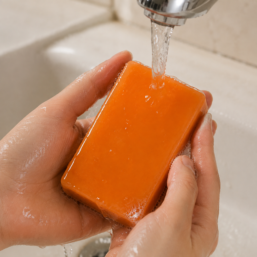 Wet the bar and your skin