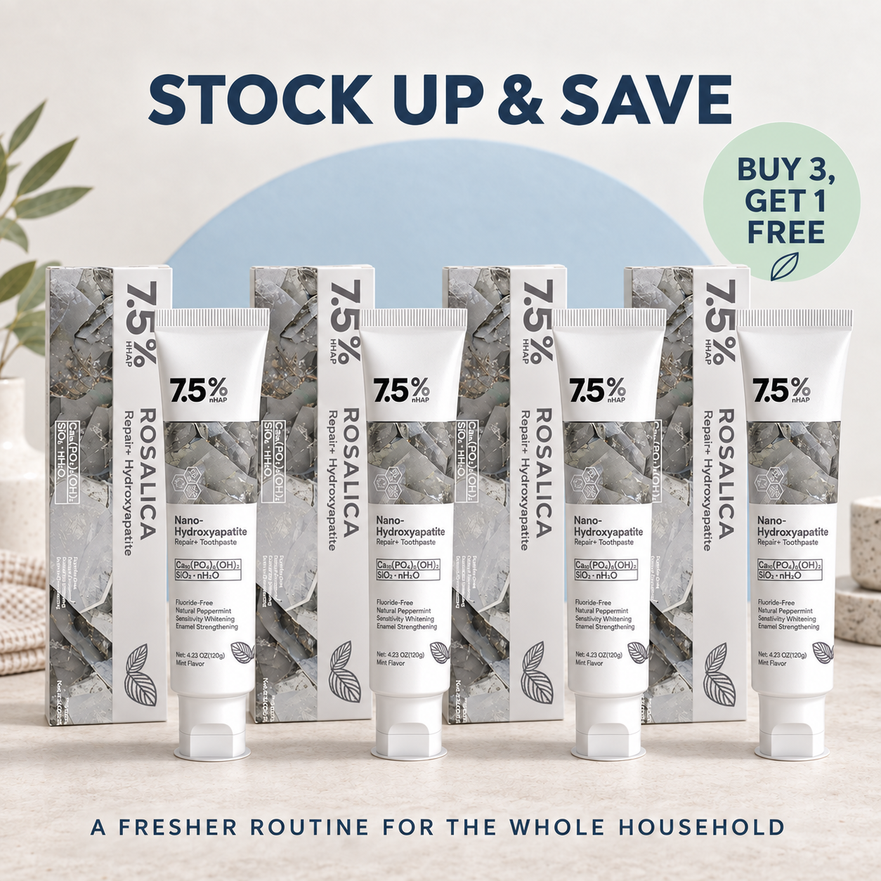 Rosalica 7.5% Nano-Hydroxyapatite Repair+ Toothpaste